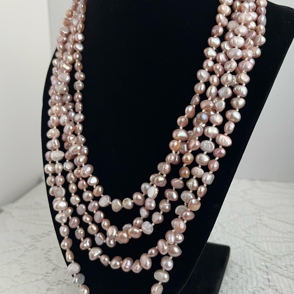 Baroque Blush Genuine Freshwater Pearl Necklace - Picture 12 of 12